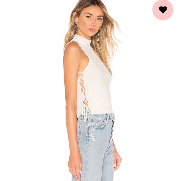 Revolve superdown lace up mock turtleneck top - Picture 2 of 6